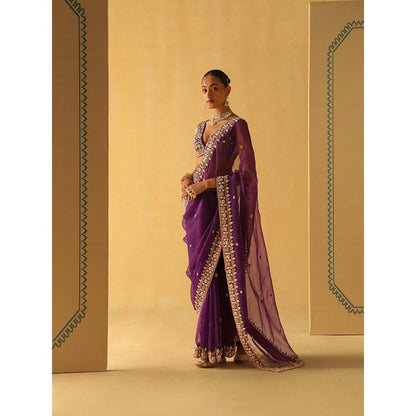 Sheetal Batra Hannah Deep Purple Embellished Saree with Stitched Blouse