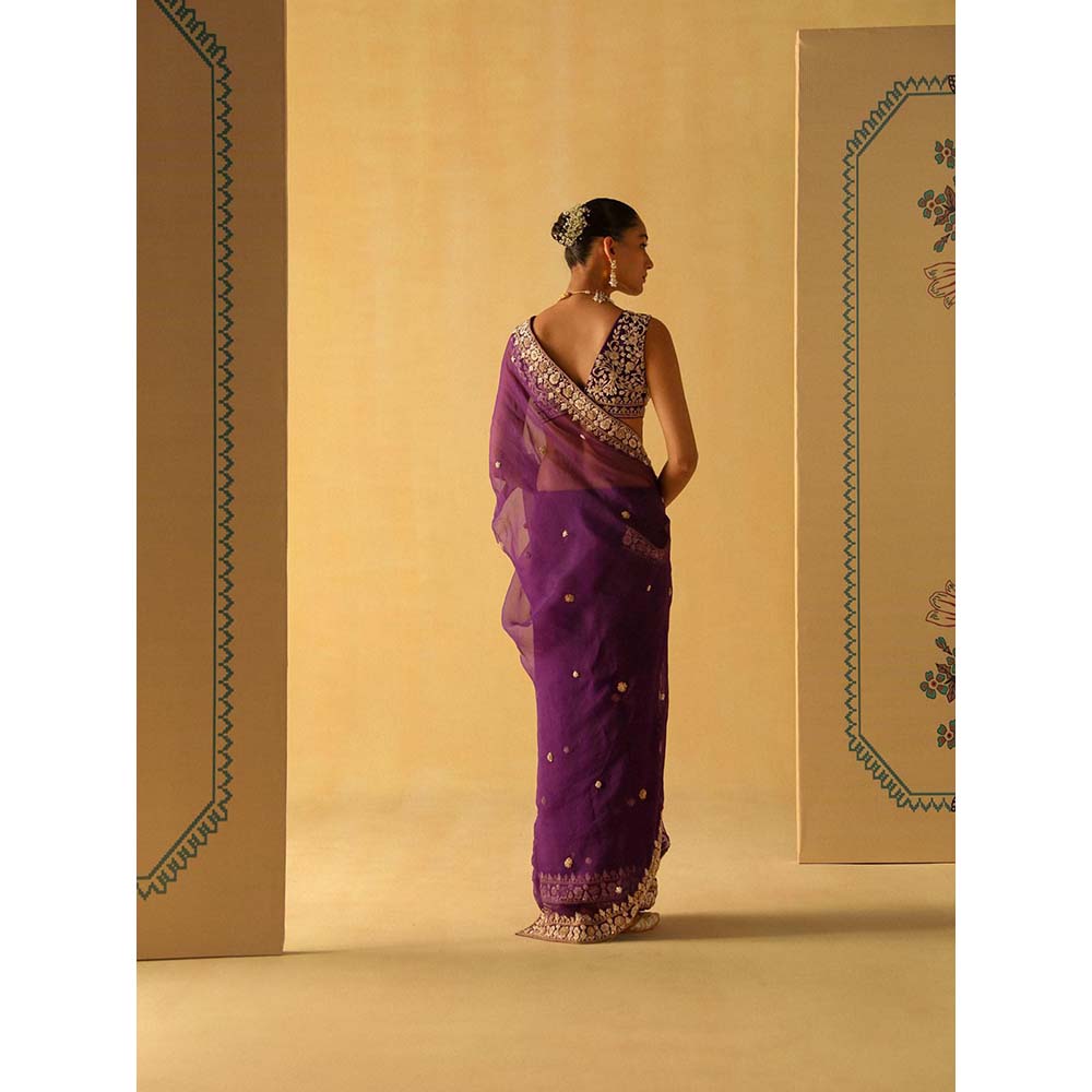 Sheetal Batra Hannah Deep Purple Embellished Saree with Stitched Blouse