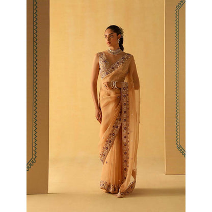 Sheetal Batra Hannah Beige Embellished Saree with Stitched Blouse
