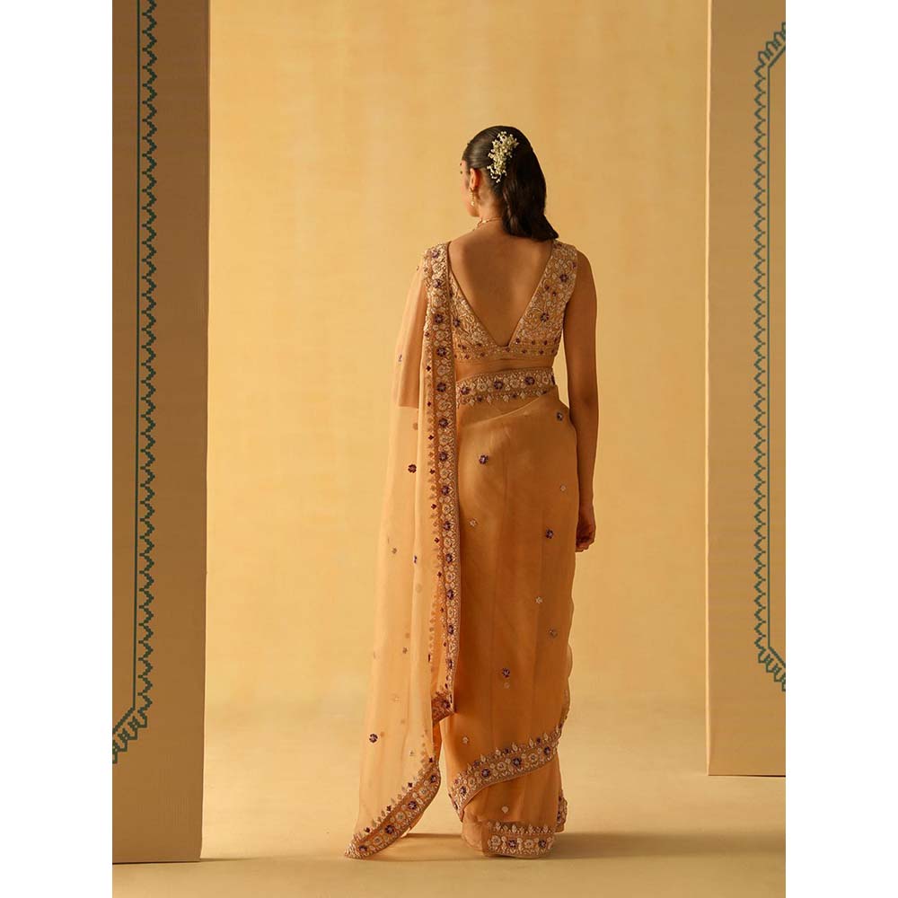 Sheetal Batra Hannah Beige Embellished Saree with Stitched Blouse