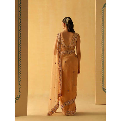 Sheetal Batra Hannah Beige Embellished Saree with Stitched Blouse