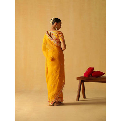Sheetal Batra Afsa Mustard Embellished Saree with Stitched Blouse