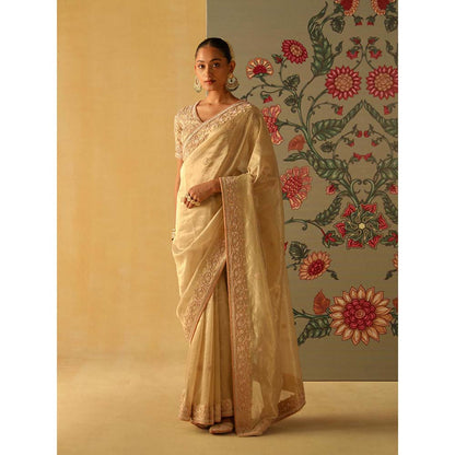 Sheetal Batra Saraa Beige Embellished Saree with Stitched Blouse