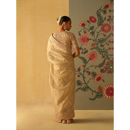 Sheetal Batra Saraa Beige Embellished Saree with Stitched Blouse