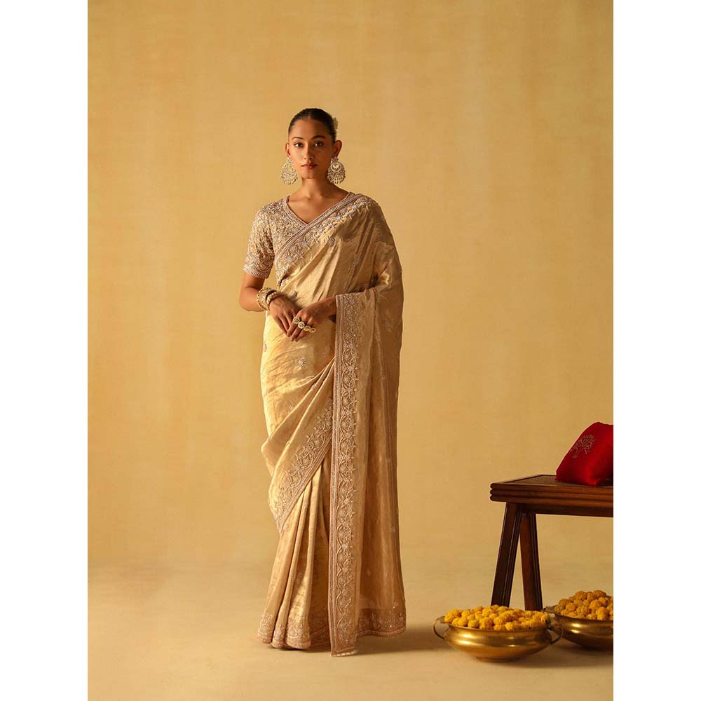 Sheetal Batra Saraa Gold Embellished Saree with Stitched Blouse