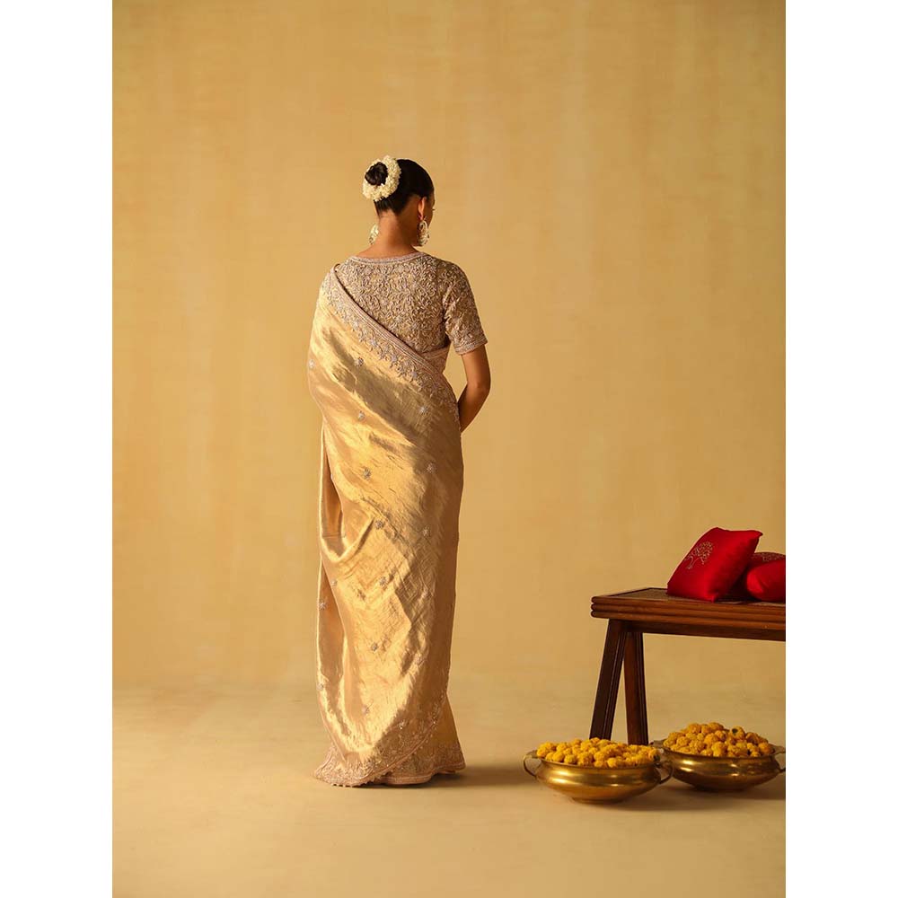 Sheetal Batra Saraa Gold Embellished Saree with Stitched Blouse