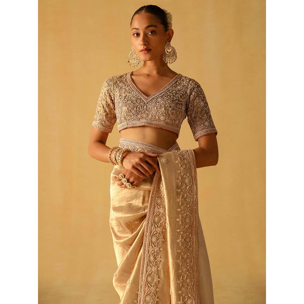 Sheetal Batra Saraa Gold Embellished Saree with Stitched Blouse
