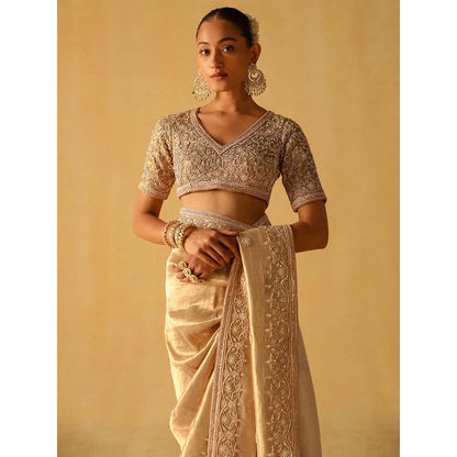 Sheetal Batra Saraa Gold Embellished Saree with Stitched Blouse