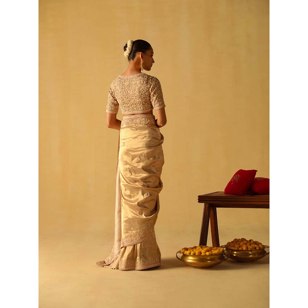 Sheetal Batra Saraa Gold Embellished Saree with Stitched Blouse
