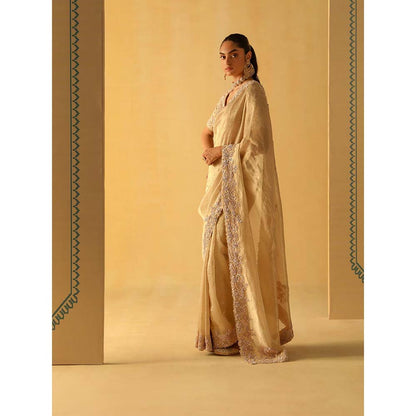 Sheetal Batra Maheen Beige Embellished Saree with Stitched Blouse