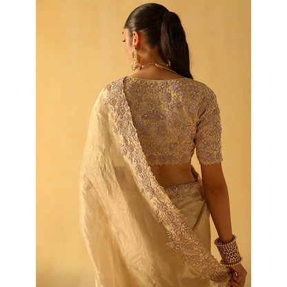 Sheetal Batra Maheen Beige Embellished Saree with Stitched Blouse