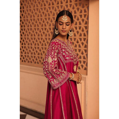 Sheetal Batra Hot Pink Aiman Anarkali Kurta with Salwar (Set of 2)