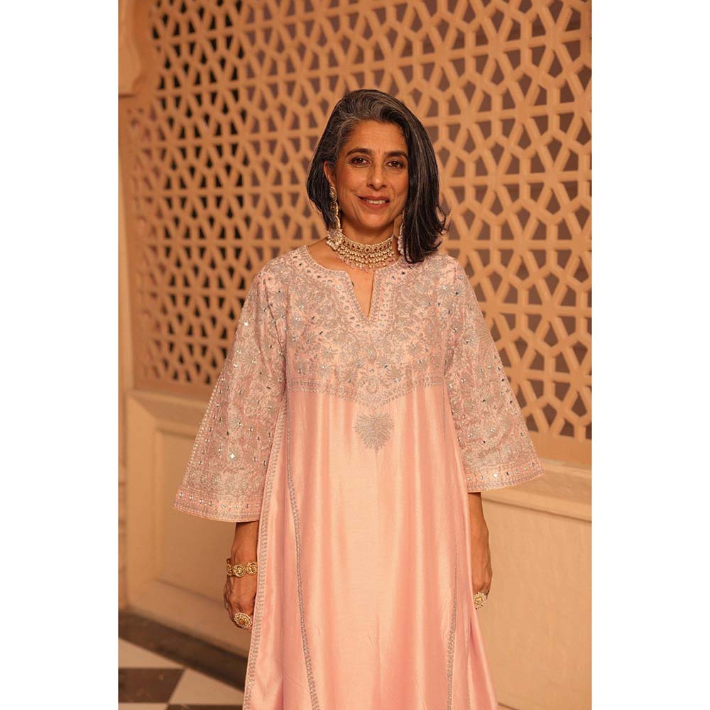 Sheetal Batra Rose Pink Aiman Anarkali Kurta with Salwar (Set of 2)