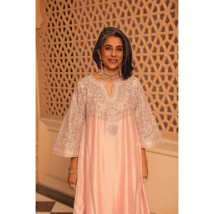 Sheetal Batra Rose Pink Aiman Anarkali Kurta with Salwar (Set of 2)