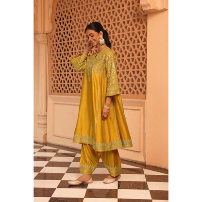 Sheetal Batra Yellow Aiman Anarkali Kurta with Salwar (Set of 2)