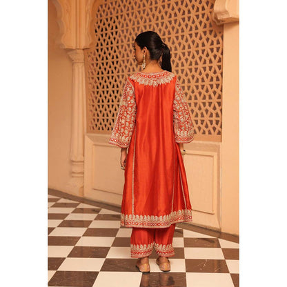 Sheetal Batra Burnt Orange Aiman Anarkali Kurta with Salwar (Set of 2)