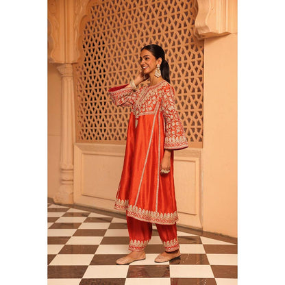 Sheetal Batra Burnt Orange Aiman Anarkali Kurta with Salwar and Dupatta (Set of 3)