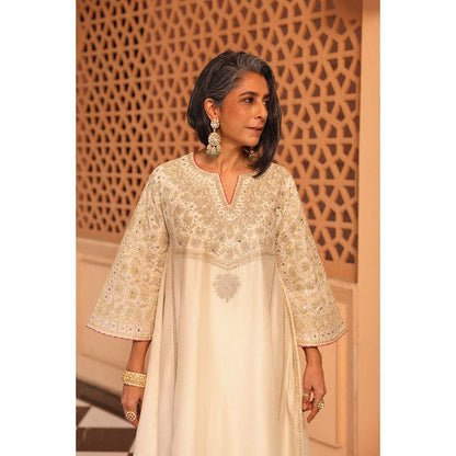 Sheetal Batra Daisy Ivory Aiman Anarkali Kurta with Salwar and Dupatta (Set of 3)
