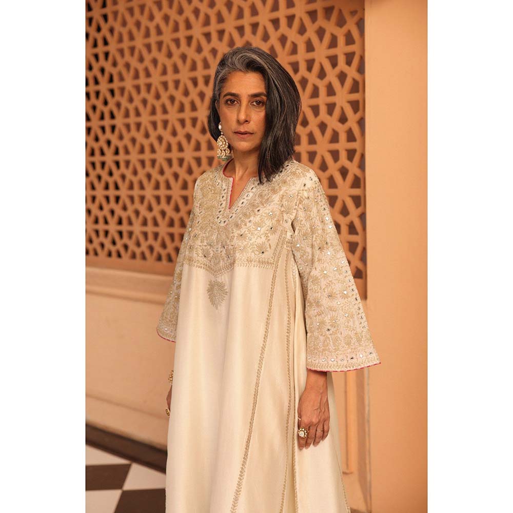 Sheetal Batra Daisy Ivory Aiman Anarkali Kurta with Salwar and Dupatta (Set of 3)