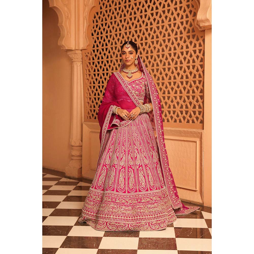Sheetal Batra Inaya Hot Pink Lehenga with Blouse and Dupatta (Set of 3)