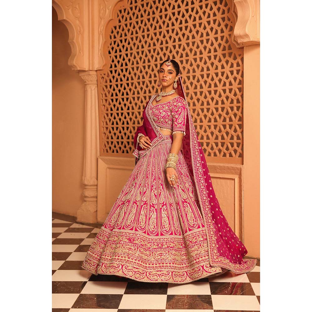 Sheetal Batra Inaya Hot Pink Lehenga with Blouse and Dupatta (Set of 3)