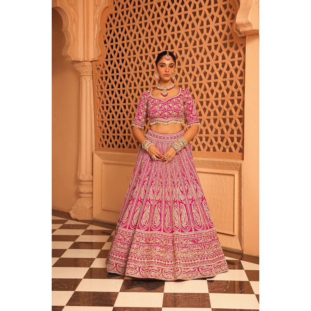 Sheetal Batra Inaya Hot Pink Lehenga with Blouse and Dupatta (Set of 3)