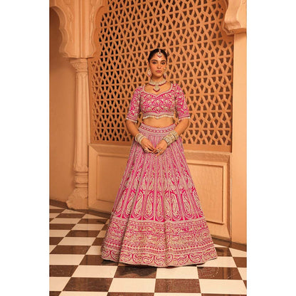 Sheetal Batra Inaya Hot Pink Lehenga with Blouse and Dupatta (Set of 3)