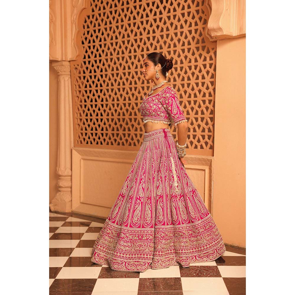 Sheetal Batra Inaya Hot Pink Lehenga with Blouse and Dupatta (Set of 3)