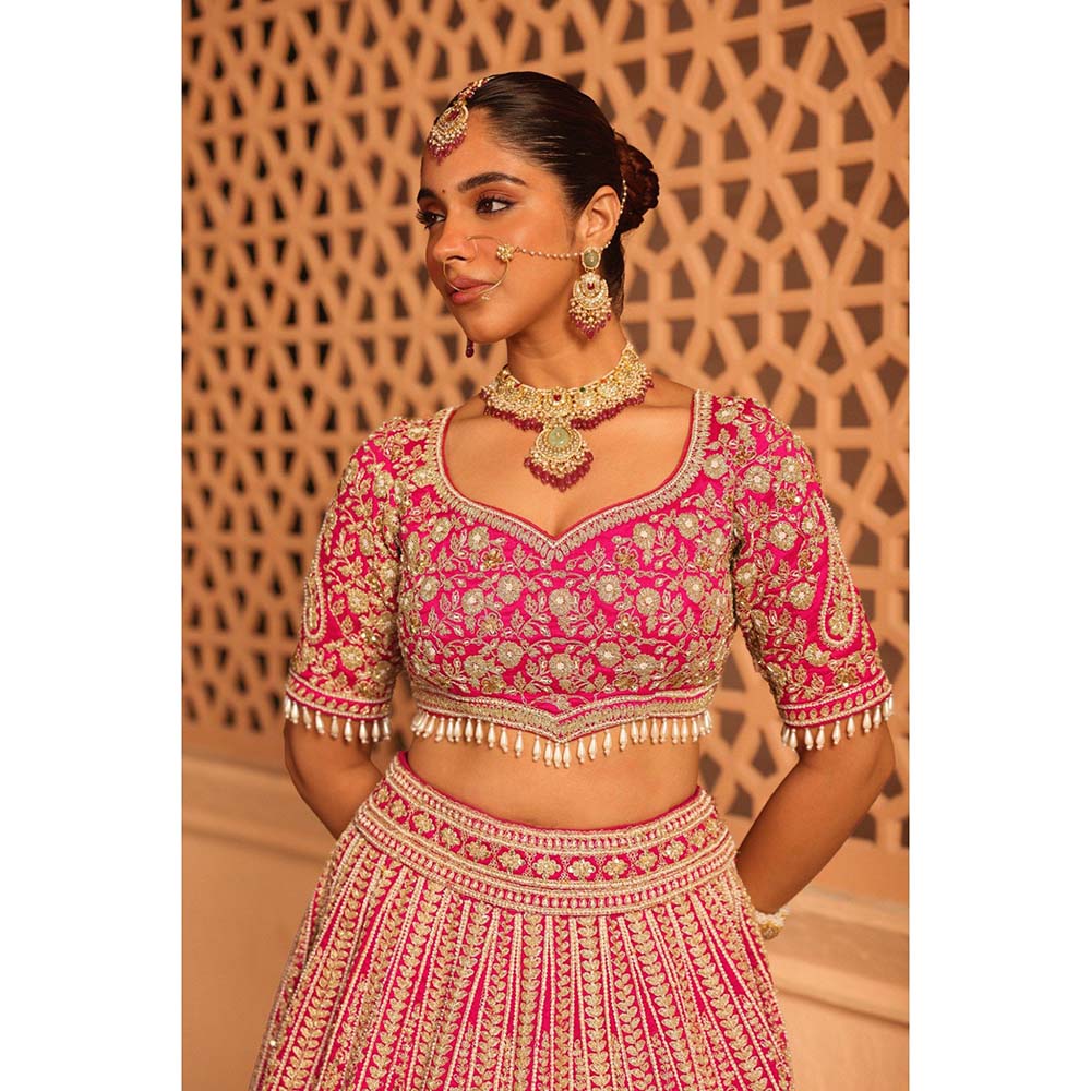 Sheetal Batra Inaya Hot Pink Lehenga with Blouse and Dupatta (Set of 3)