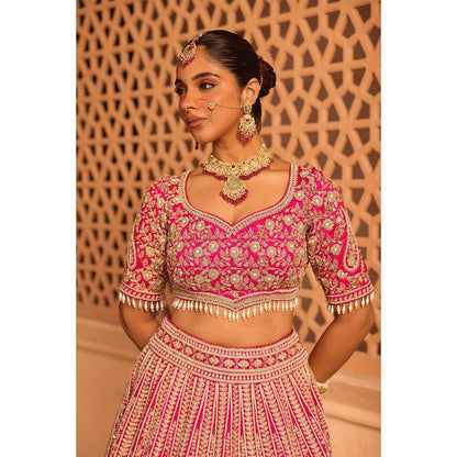 Sheetal Batra Inaya Hot Pink Lehenga with Blouse and Dupatta (Set of 3)