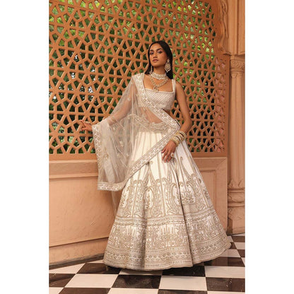 Sheetal Batra Iqra Ivory Lehenga with Blouse and Dupatta (Set of 3)