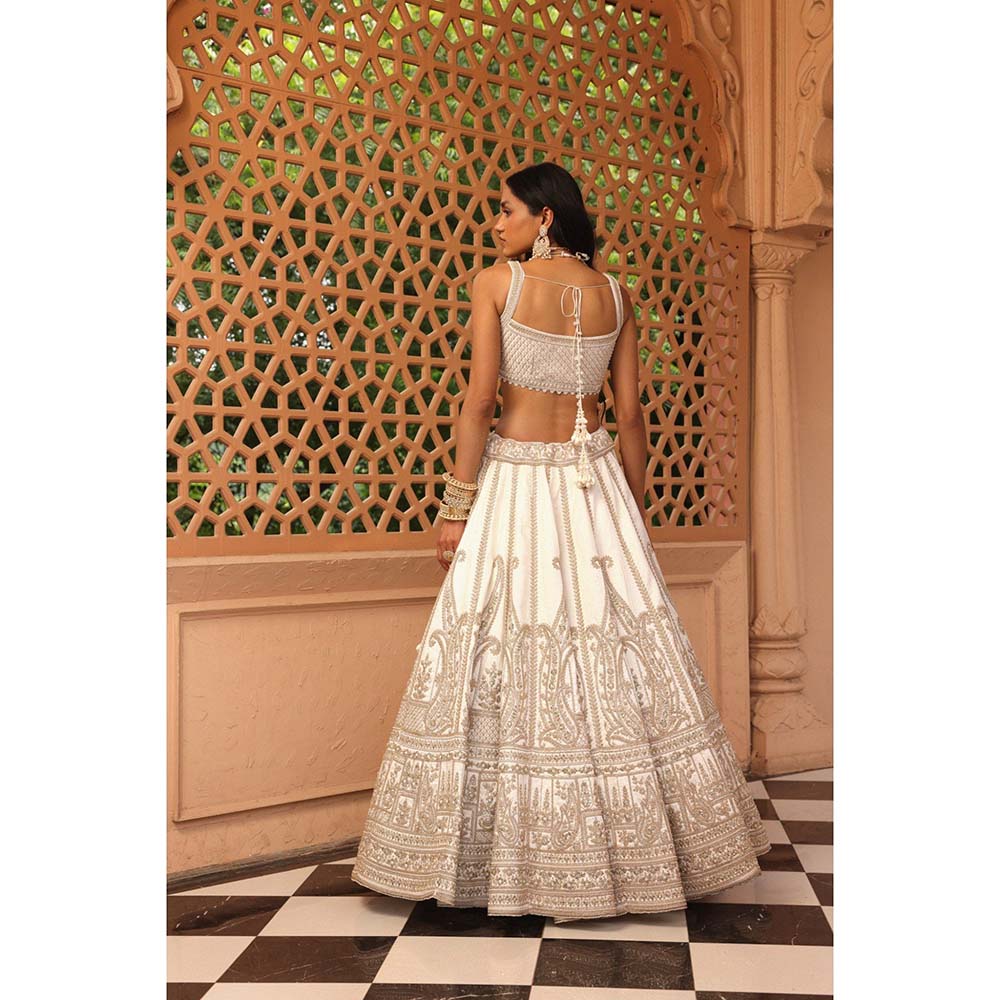 Sheetal Batra Iqra Ivory Lehenga with Blouse and Dupatta (Set of 3)