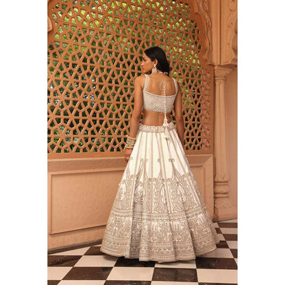 Sheetal Batra Iqra Ivory Lehenga with Blouse and Dupatta (Set of 3)