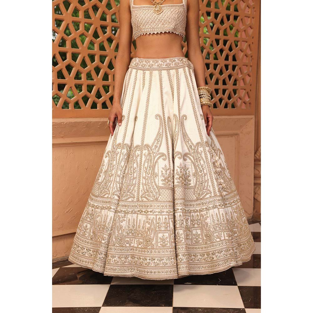 Sheetal Batra Iqra Ivory Lehenga with Blouse and Dupatta (Set of 3)