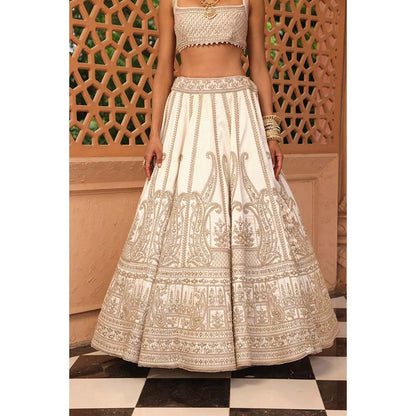Sheetal Batra Iqra Ivory Lehenga with Blouse and Dupatta (Set of 3)