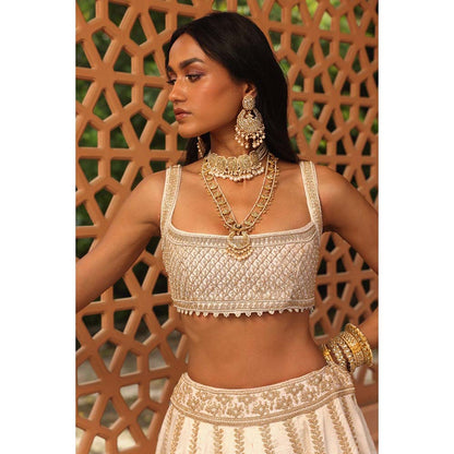 Sheetal Batra Iqra Ivory Lehenga with Blouse and Dupatta (Set of 3)