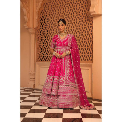 Sheetal Batra Naila Hot Pink Anarkali with Lehenga and Dupatta (Set of 3)