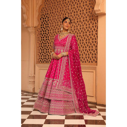 Sheetal Batra Naila Hot Pink Anarkali with Lehenga and Dupatta (Set of 3)