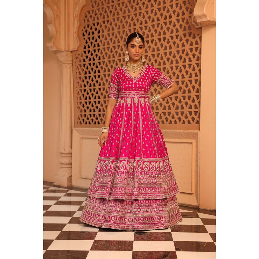 Sheetal Batra Naila Hot Pink Anarkali with Lehenga and Dupatta (Set of 3)