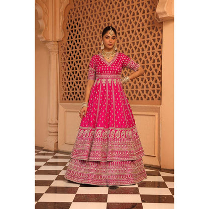 Sheetal Batra Naila Hot Pink Anarkali with Lehenga and Dupatta (Set of 3)