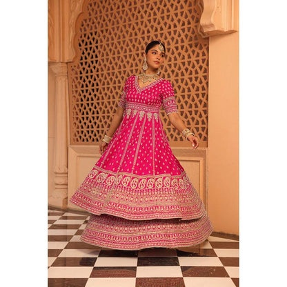 Sheetal Batra Naila Hot Pink Anarkali with Lehenga and Dupatta (Set of 3)