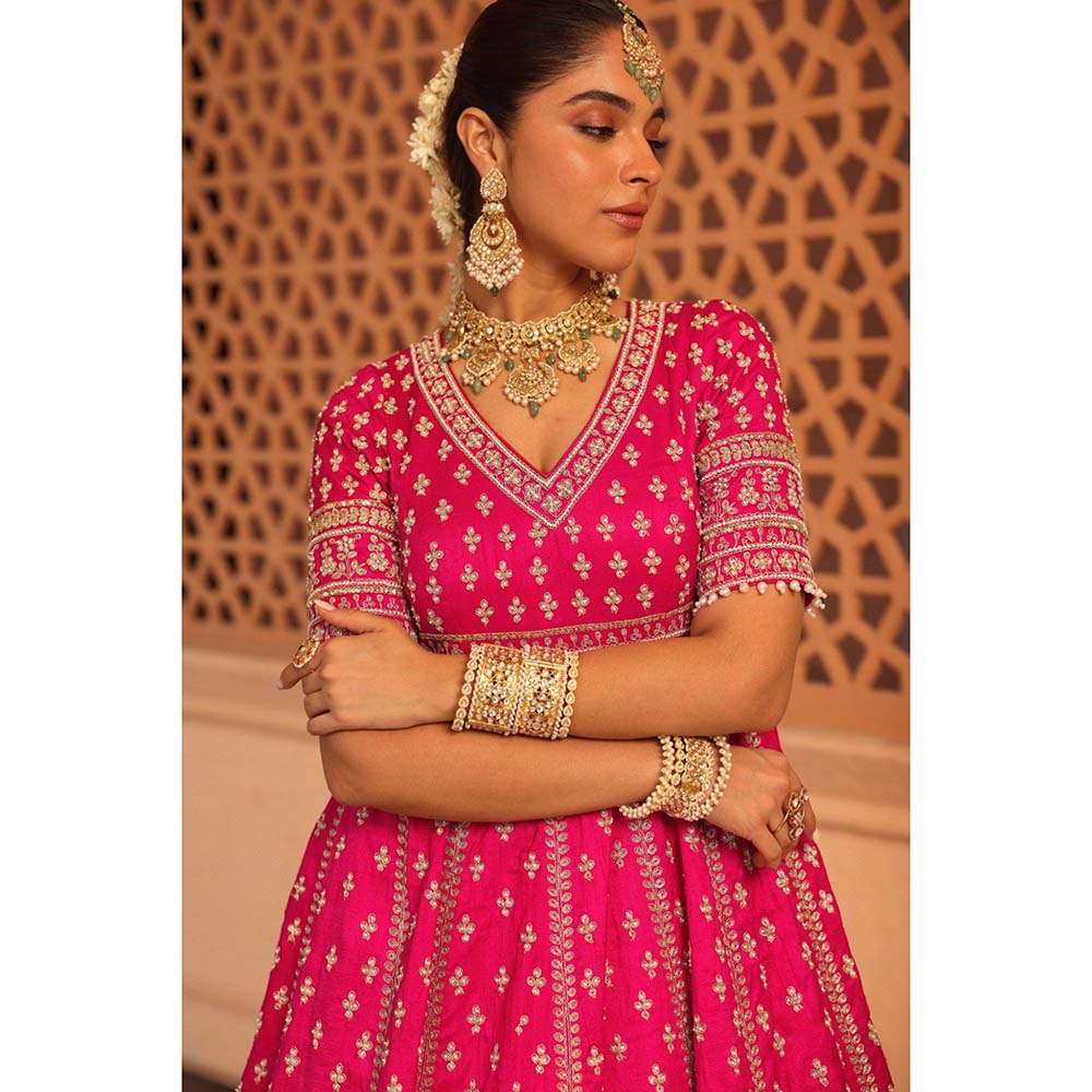 Sheetal Batra Naila Hot Pink Anarkali with Lehenga and Dupatta (Set of 3)