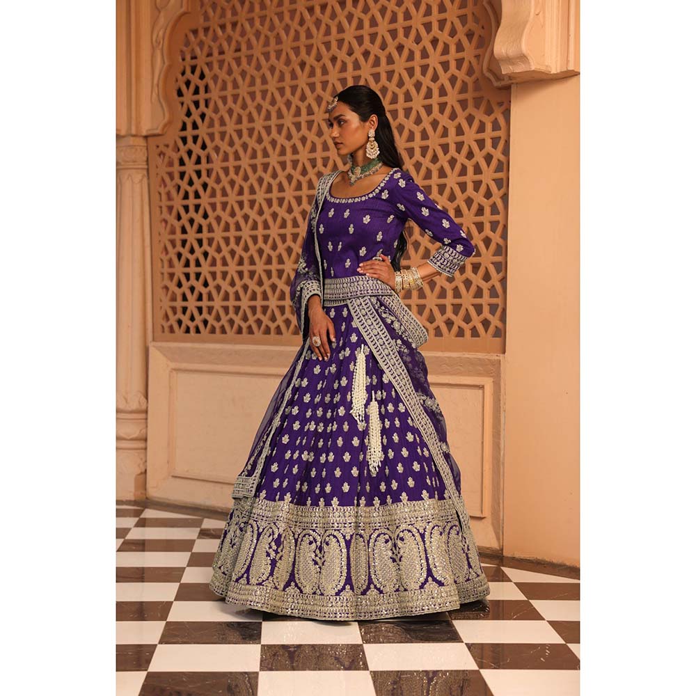 Sheetal Batra Aasmaa Purple Lehenga with Choli and Dupatta (Set of 3)