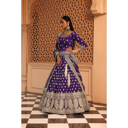 Sheetal Batra Aasmaa Purple Lehenga with Choli and Dupatta (Set of 3)