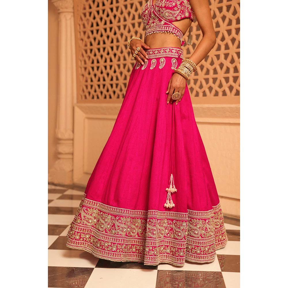 Sheetal Batra Ilma Hot Pink Lehenga with Blouse and Dupatta (Set of 3)