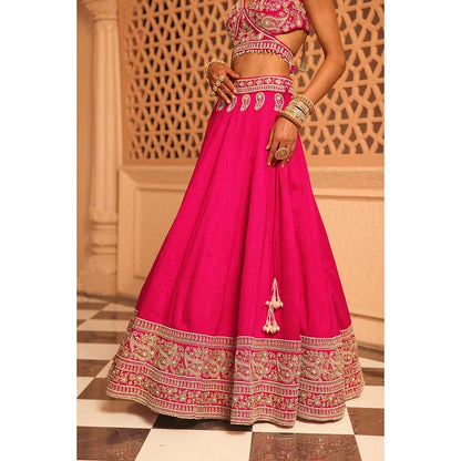 Sheetal Batra Ilma Hot Pink Lehenga with Blouse and Dupatta (Set of 3)