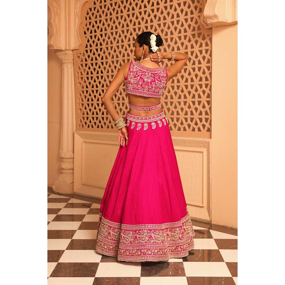 Sheetal Batra Ilma Hot Pink Lehenga with Blouse and Dupatta (Set of 3)