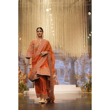 Sheetal Batra Irha Burnt Orange Kalidaar Kurta with Salwar and Khada Dupatta (Set of 3)