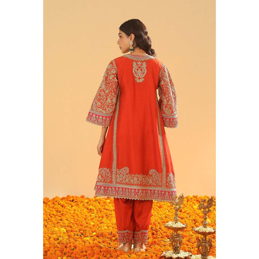 Sheetal Batra Irha Burnt Orange Kalidaar Kurta with Salwar and Khada Dupatta (Set of 3)