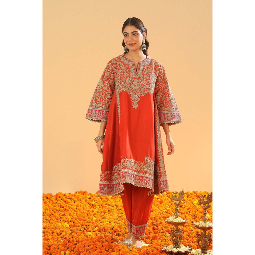 Sheetal Batra Irha Burnt Orange Kalidaar Kurta with Salwar and Khada Dupatta (Set of 3)